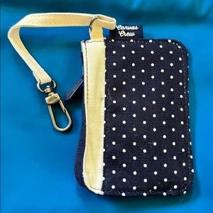 Brand New Thirty-One Canvas Crew Coin Purse in Navy Swiss Dot